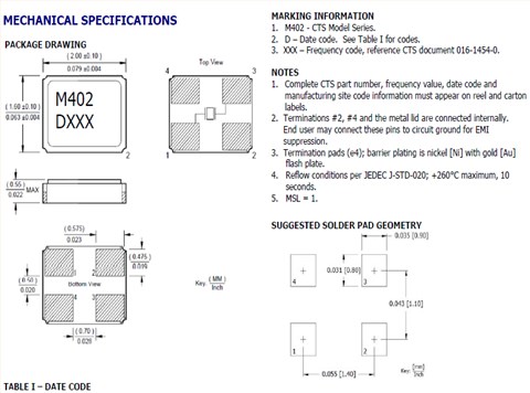 CTS晶振,貼片晶振,402晶振,402F2401XIAR晶振