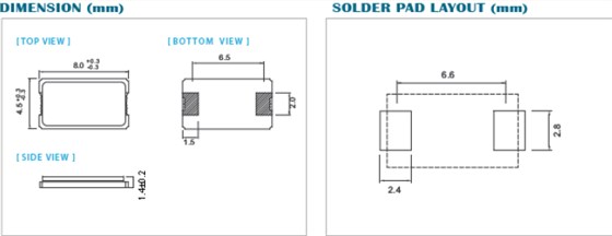 XQ晶振,行車記錄儀晶振,8045mm晶振 XQ晶振,行車記錄儀晶振,8045mm晶振