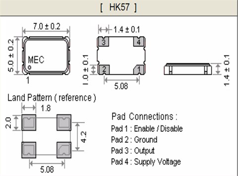 MERCURY晶振,有源晶振,HK57晶振