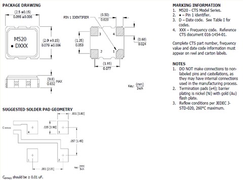 CTS晶振,壓控溫補振蕩器,520有源晶振
