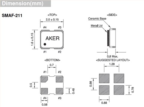 AKER晶振,有源晶體振蕩器,SMAF-211晶振