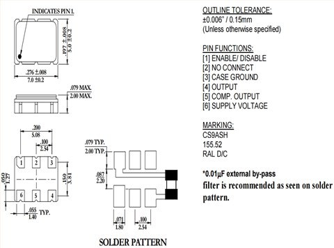 CS9TVH-155.52,CS9時鐘振蕩器,拉隆無線路由器晶振