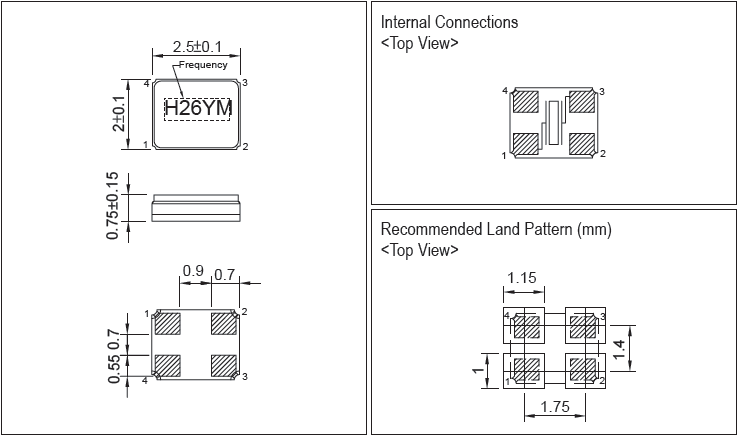 陶瓷面四腳晶振,2520石英晶體諧振器,HSX221G晶振