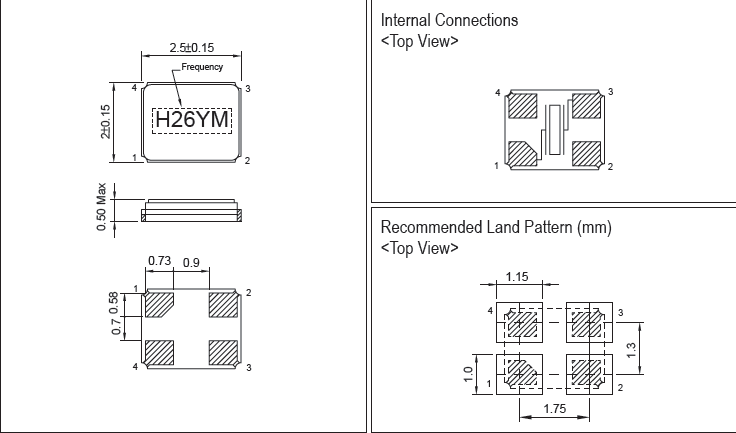 貼片型石英晶體諧振器,2520貼片石英晶振,HSX221SA晶振