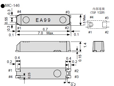 陶瓷面32.768K時鐘表晶,音叉型7015mm諧振器,MC-146晶振