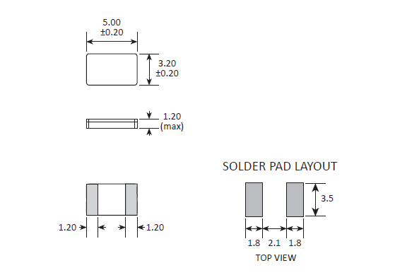 進(jìn)口小體積無(wú)源晶振,陶瓷殼二腳5032諧振器,CC2A晶振