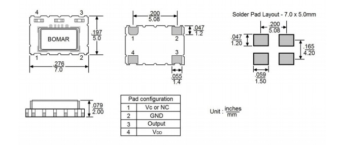 Bomar晶振,B1701-ADCS3-20.000000晶振,壓控溫補(bǔ)晶振